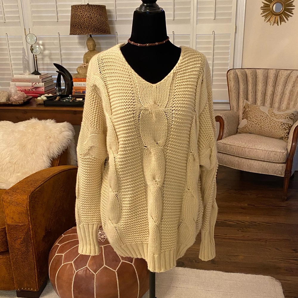 Cozy Cream Cable Knit Sweater